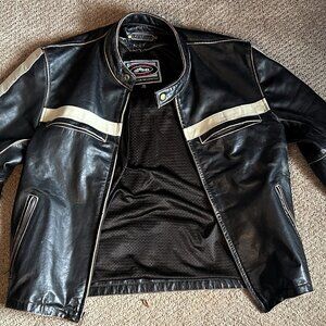 River Road Brown Leather Biker Motorcycle Riding Jacket